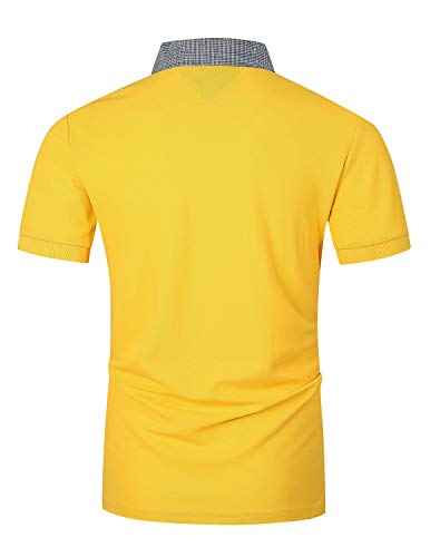 Image of GHYUGR Men's Polo Shirts Short Sleeve Slim Fit Polo Casual Plaid Splice T-Shirts