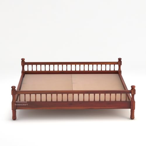 Image of Solid Sheesham Wood Dreamy Nights Bed for Bedroom and Home Furniture | Without Storage | Double Bed | Honey Oak Finish (King)