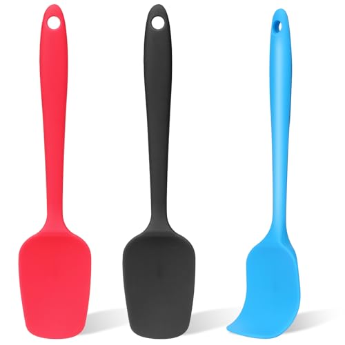 Set di 3 spatole piccole in silicone, resistenti al calore, antiaderenti, mini spatole per marmellate, spatole in gomma, utensili da cucina in silicone per cucinare e glassare torte, 20 cm
