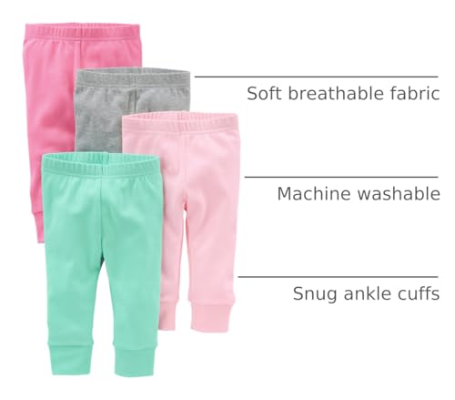 Simple Joys by Carter's Baby-Mädchen 4-Pack Pant Hose, Minzgrün/Rosa/Grau, Frühchen (4er Pack)