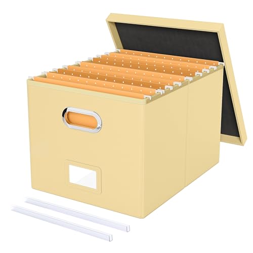 Oterri File Organizer Box,Filing Box with Lid,File Box for Letter/Legal File Folder Storage, Portable Hanging File Box for Office/Decor/Home,1 Pack, C