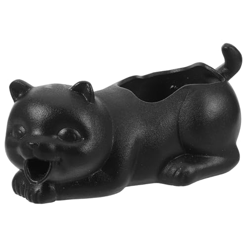 Yardwe Ceramic Cat Water Fountain Spitter with Fish Tank Diffuser Aquarium Statue for Garden Landscaping Freshwater Ecosystem Decor Relaxing Ambiance Fish Accessory