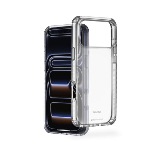 Hama Handyhülle „Extreme Protect“ für Apple iPhone 17 Pro Max (Bumper D3O-lizenziert, stoßfest, sturzsicher und bruchsicher, durchsichtige Hülle ohne Vergilben, Case für induktives Laden) transparent