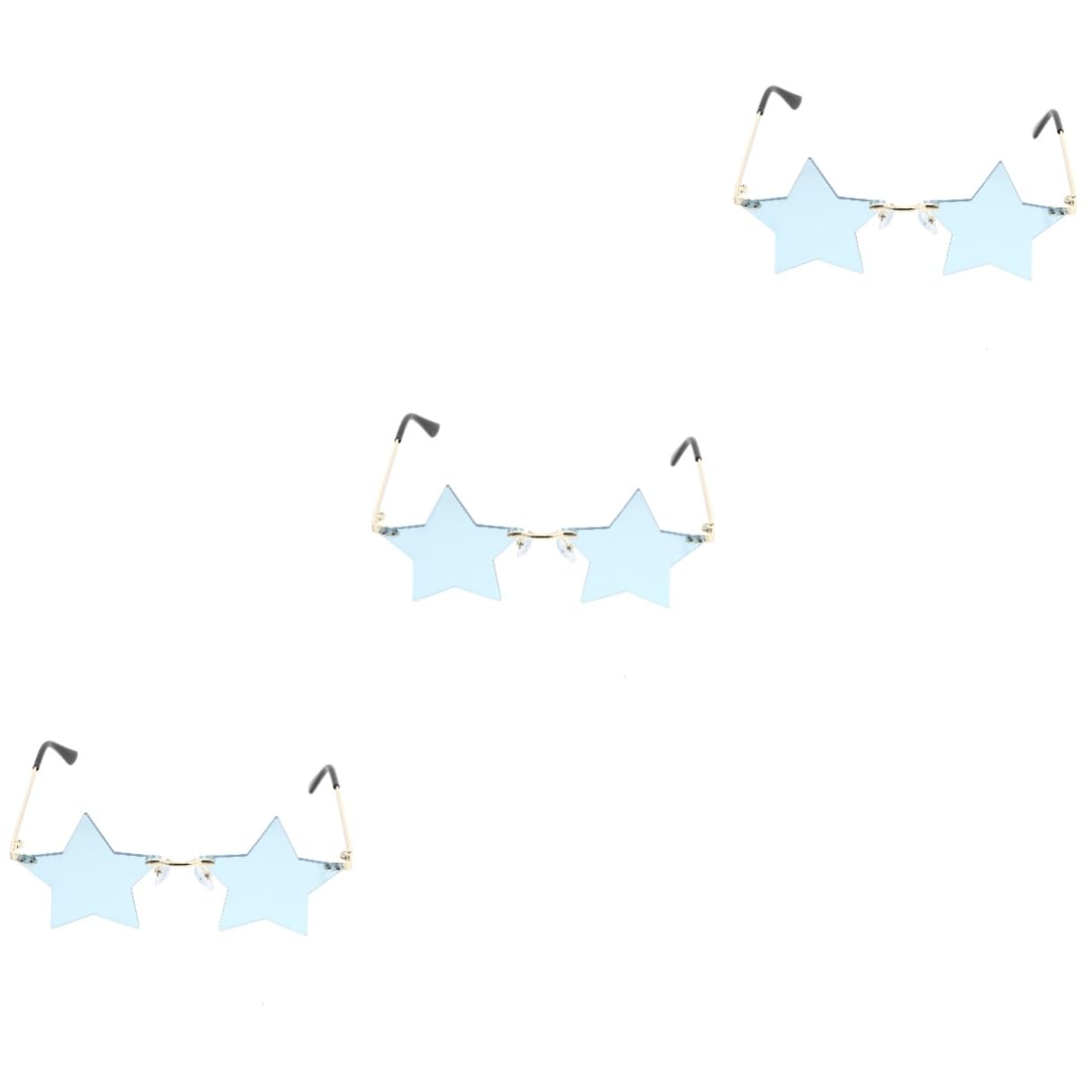 Holibanna 3 Pairs Star Shape Rimless Eyeglasses Fashionable Sunglasses Polarized Sun Glasses Party Glasses Stylish Photo Props