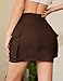 Bridesmay Cargo Skirt for Women Stretchy Y2K Bodycon Denim Mini Skirts with Pockets Brown M