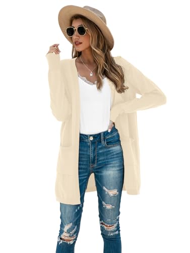 Image of TASAMO Cardigan Sweaters for Women Long Sleeve Open Front Casual Knit Fall Coat Oversized Soft Outwear with Pockets