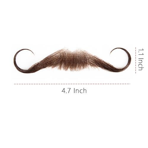 Fake Mustache Realistic Beard Human Hair Full Hand-tied Fake Facial Hair False Goatee Beards Brown Reusable Lace Invisible Fake Mustache for Halloween Drama Party Cosplay Makeup - Image 6