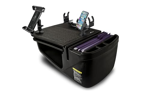 Image of AutoExec AE-GMCD-PM-PS-TAB-BT GripMaster Car Desk for Your Vehicle Workstation and Mobile Office, Black with Phone Mount, Printer Stand and Tablet Mount