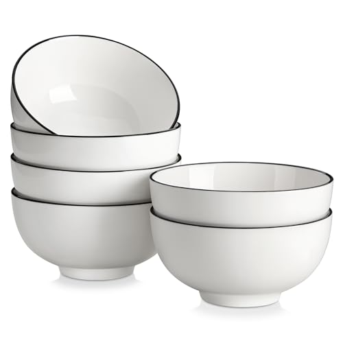 MALACASA Porcelain Soup Bowls, White Ceramic Cereal Bowls for Kitchen, Dishwasher and Microwave Safe, Series Regular 26Oz