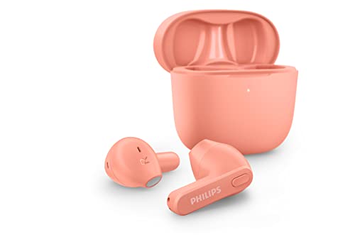 Philips Écouteurs sans Fil TAT2236PK/00 Intra-Auriculaires, sans Embouts, boîtier de Chargement Ultra-Mince, résistant aux éclaboussures et à la Transpiration, Bluetooth, Micro intégré, Rose