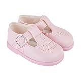 Early Days Baypods H501 T-Stange mit Stanz-Detail, Lauflernschuhe aus weichem Kunstleder, hergestellt in England, Pink - rose - Größe: 23 EU