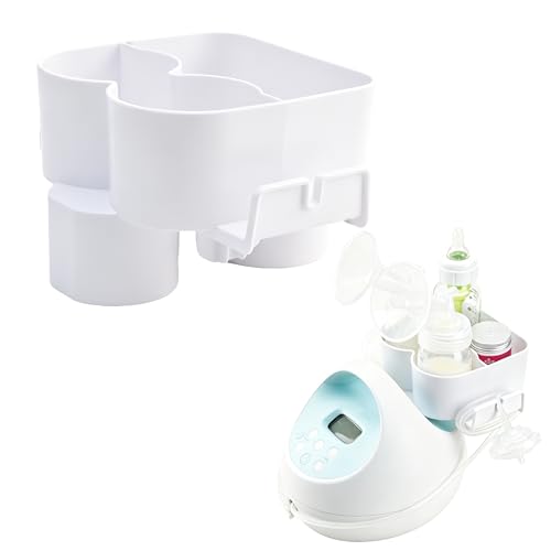 Breast Pump Bottle & Hose Holder for Spectra S1 S2 Plus(NOT Round Hole) Portable Bottle Organizer with Extra Storage for Essentials Dual Hose Management Baby Safe Easy Installation(Holder Only)