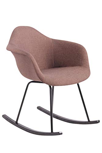 Silla Mecedora Merry Retro Tapizada En Tela I Mecedora Relax Moderna con Base De Metal & Esquíes De Madera I Butaca Relax De Salón I Color:, Color:marrón