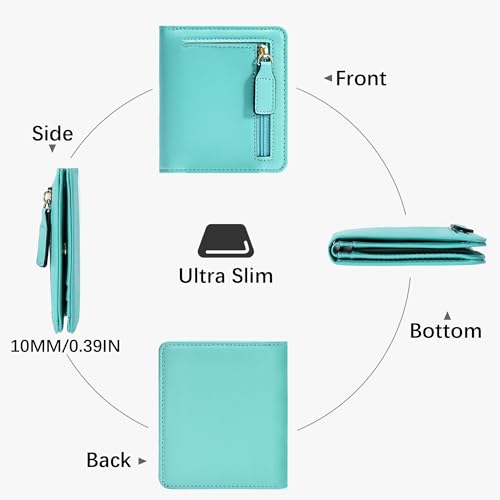 Image of Gostwo Small Wallet for Women, Slim Bifold Credit Card Holder, Compact RFID Blocking Cash Wallet, Billfolds Thin Leather Zipper Pocket, Mini Wallet Gift for Ladies Teen Girls Travel with ID Window