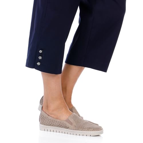 Coral Bay Womens Floral Button Accent Capris 12 Navy2