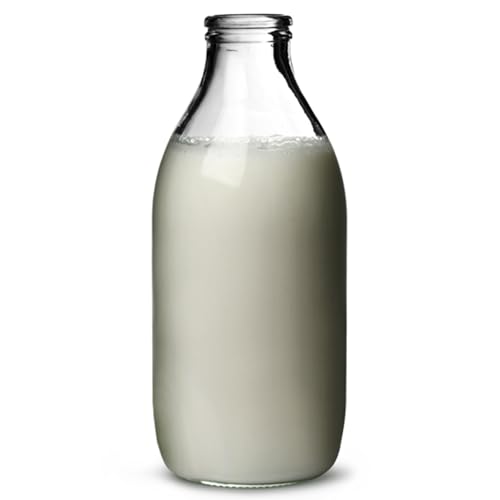 Utopia 20oz (580ml) Glass Milk Bottle – Vintage Retro Pint, Durable Soda Lime Glass, Multi-Purpose for Milk, Juice, Smoothies, Cocktails, Decorative Vase – Dishwasher Safe