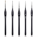 Fuumuui Miniatur-Künstlerpinselset mit feinen Details für Modellier- und Spielewerkstatt, Aquarell, Öl, Acryl, Nagel, Gesicht, Modellbau, Strichzeichnung (5 Stück)