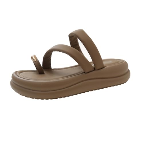 Thick Soled Sandals Soft Sole for Comfort Increased Height Sandals Flat Bottomed Versatile Slippers(39)