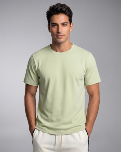 Image of NOBERO 100% Cotton T Shirts for Men Stylish | Regular Fit | Solid T Shirts for Men 180 GSM Combed Cotton | Round Neck Half Sleeve