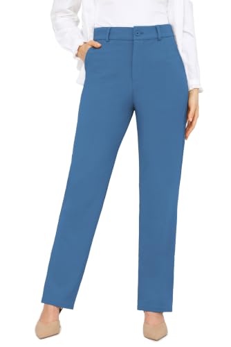 Image of Bamans Dress Pants Women Work Business Office Straight Leg Slacks