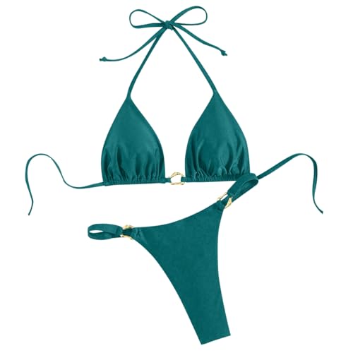 Maillot de bain tankini deux pièces à taille haute avec fermeture en métal pour femme - 2