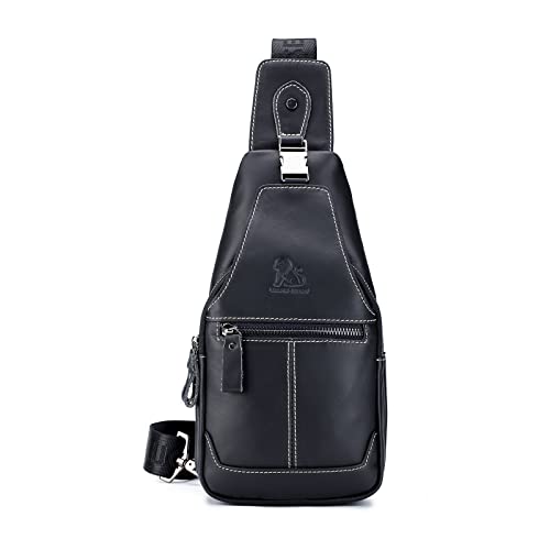 Sac à bandoulière en cuir pour hommes sac de poitrine décontracté multifonction