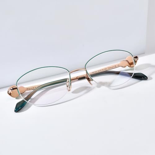Image of FONEX Titanium Glasses Frame,Rimless Frameless Luxury Diamond Optical Eyeglasses for Women