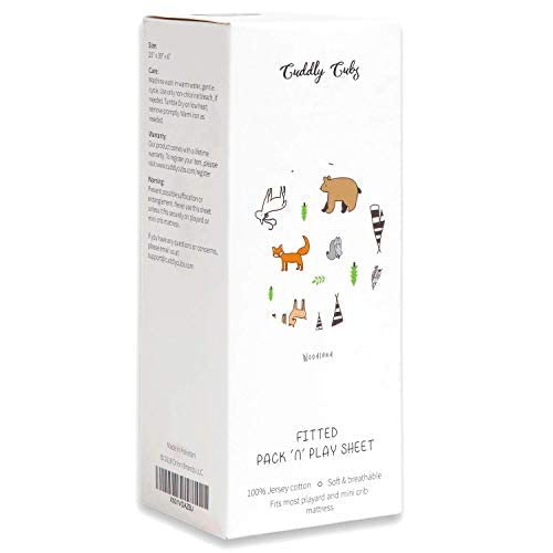 Cuddly Cubs Graco Pack N Play Fitted Sheet – Woodland Playard Sheet – Snuggly Soft Jersey Cotton Mini Crib Sheet For Boy, Girl – 1 Pc #TOP3