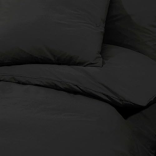 Parure de lit noire en coton de qualité supérieure douce et durable - 8