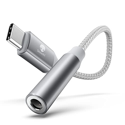 Image of Stouchi USB C to 3.5mm Female Adapter, Type C Headphone Audio Jack Cable Cord Hi-Fi Dongle for Samsung Galaxy S22 S21 Ultra Z Flip Note 20,iPad Mini 6th, Pixel 7 /6a - Silver