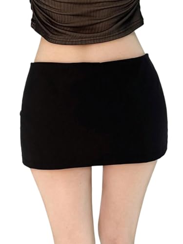 Solid Color Low Waist Short Mini Skirt Summer Basic Women's Summer Casual Vinage Skirt