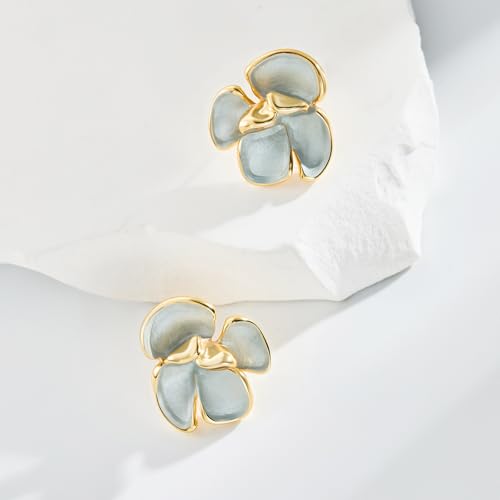 Cicy Bell Flower Earrings for Women 14k Gold Plated Boho Petal Statement Stud Earrings Trendy Jewelry Gifts2