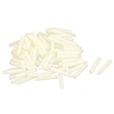  M6x35mm Nylon ranurado Grub Tornillo de fijación varilla roscada del perno prisionero Beige 100 piezas