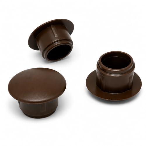 Image of (Pack of 20) Brown Plastic Hole Plugs 0.51 inch x 0.35 inch (13 x 9 mm), Drill Hole Cover Caps, Furniture Hole Plug, Screw Hole Plugs
