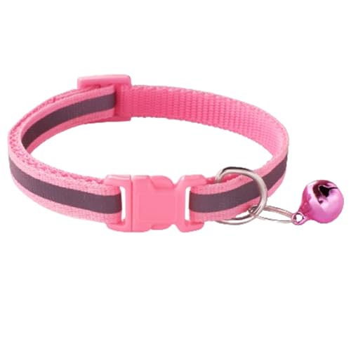Rec Collar Perro,Collar de Perro,Dog Collar,Collar Nylon Reflectante Ajustable para Perros Pequeños,Perro Mediano,Perro Grande,Rosa