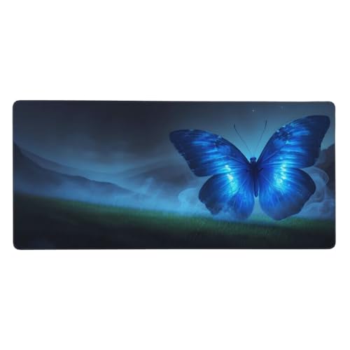 Alfombrilla Gaming, Alfombrilla Ratón Grande, Alargar Lavable la Almohadilla del Ratón, Base Antideslizante de Caucho, Mejora de la Velocidad y la Precisión, PC, 1600x800x4mm, Azul Mariposa Z-470