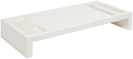 Kate and Laurel Briggs Wooden Laptop Monitor Stand and Desktop Organizer, White