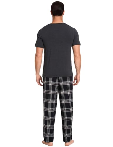 GYS Men's Pajamas Set Short Sleeve Sleepwear Soft Pjs Top with Pants Cool Loungewear Set,Viscose Made from Bamboo3