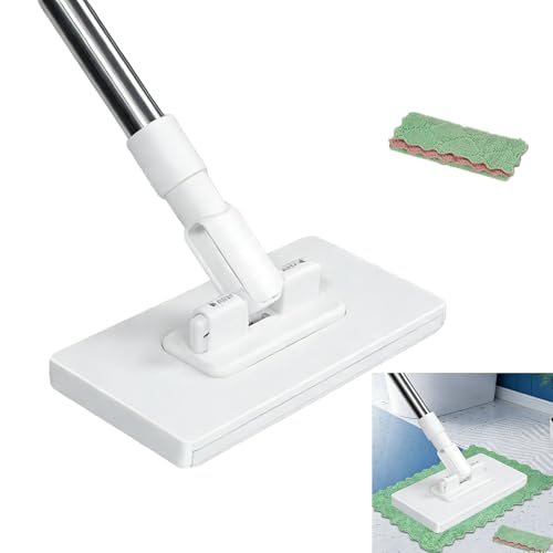 [NIJITUKI] フロアワイパー 本体 1秒で着脱 ワンタッチモップ フロアモップ 拭き掃除 雑巾ワイパー 水拭きモップ 乾湿両用 ベランダ 玄関 床 窓 フロア フローリング 掃除道具 モップ 汚れ・ほこり・髪の毛対応 ドライパッド[ランダムスタイル]1枚入 (ホワイト)