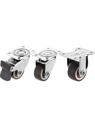 4 Pcs/Lot 1/1.25/1.5/2-inch Silent Wheel Universal Soft Rubber Directional Mini Furniture with Brake Steering Caster(2-Inch-A)