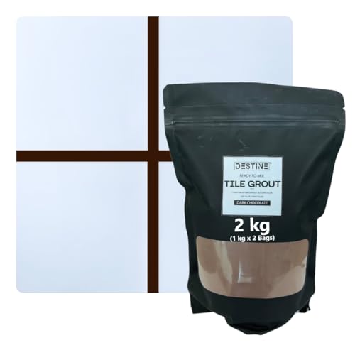 Image of DESTINE READY-TO-MIX inchTILE GROUT inch (16 COLOURS) (ALL PACKS: 100 Gm,250 Gm,400 Gm,800 Gm,1 Kg), Waterproof, Cement Based Tile Joint Filler, Crack Filler, Tiles Gap Filler (2 Kg, Dark Chocolate)