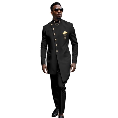 Men Suit Slim Fit 2 Piece Solid Single Breasted Brooch Business Suits Blazer Wedding African Clothes for Men