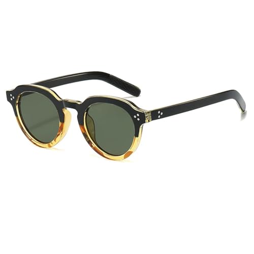 Lunettes de soleil rondes protection UV400 verres orange et rivets pour femme
