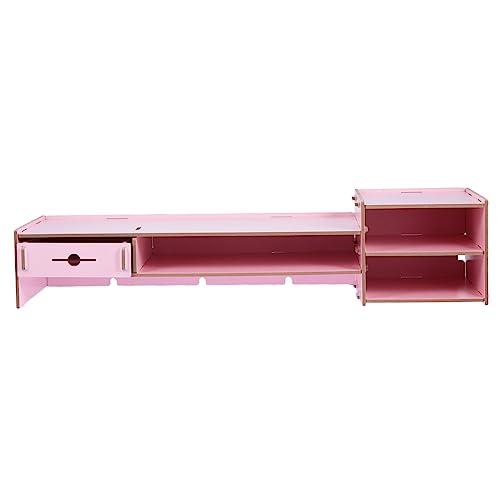 Supporto per Monitor con Cassetto Organizer da Scrivania Multifunzionale Solleva Computer per Maggiore Comfort e Spazio di Archiviazione