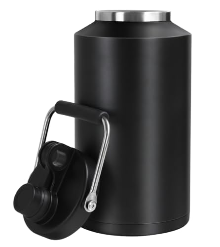 Image of Insulated Water Bottle,1 Gallon Jug with Handle, 128oz Stainless Steel, Large Water Wide Mouth Bottle for Hot & Cold Drinks, Wide Mouth, Ideal for Travel, Camping, Family (Black)