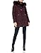 Laundry by Shelli Segal Damen 3/4 Hooded Puffer with Faux Fur Trim Jacke, Schwarze Pflaume, Large