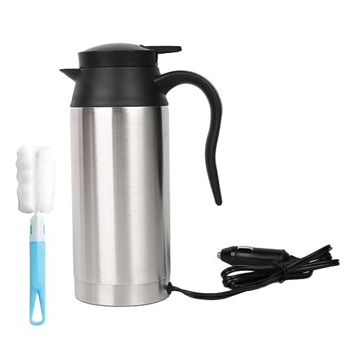 Fonowx Hervidor de Viaje para Coche, Hervidor de Viaje para Camión, Taza Calentada para Coche a Prueba de Fugas, Calentador de Café de Acero Inoxidable para, 24V 200W, Individual