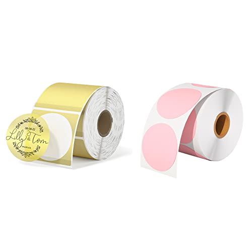 Munbyn 2 Inch Pink Circle Thermal Sticker Labels,Munbyn 2 Inch Gold Transparent Thermal Labels #TOP14