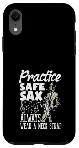 練習 安全 サックス Always Wear A ネック ストラップ おもしろサックス スマホケース iPhone XR 用