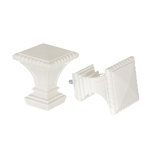 image for Ivilon Decorative Window Curtain Rod - Carved Square Finials, 1 1/8 in